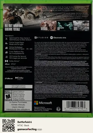Battlefield 6 Xbox Series X, NTSC box back