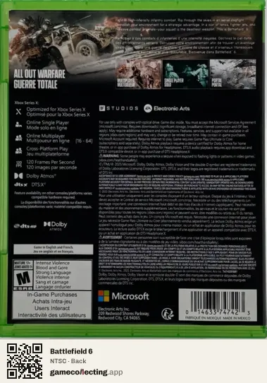 Battlefield 6 Xbox Series X, NTSC box back
