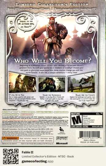 Fable II Xbox 360, NTSC box back