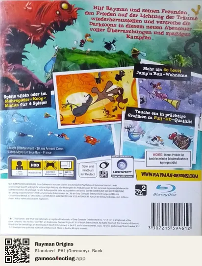 Rayman Origins PlayStation 3, Germany box back