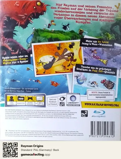 Rayman Origins PlayStation 3, Germany box back