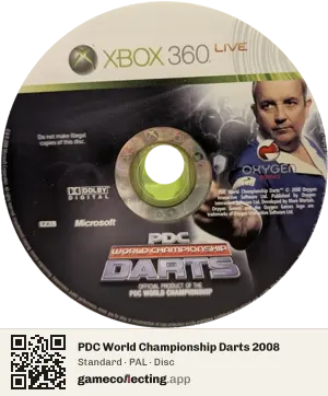 PDC World Championship Darts 2008 Xbox 360, PAL disc
