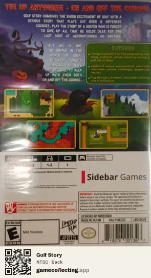 Golf Story Nintendo Switch, NTSC box back