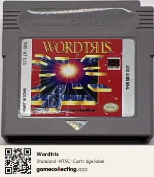 Wordtris Game Boy, NTSC cartridge label