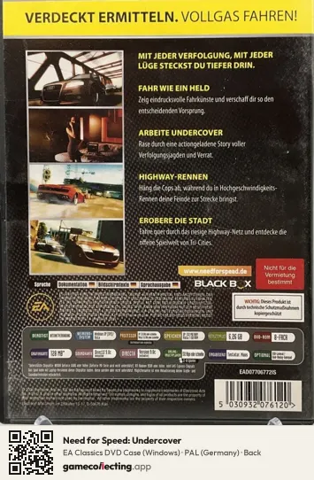 Need for Speed: Undercover Computer, Germany box back