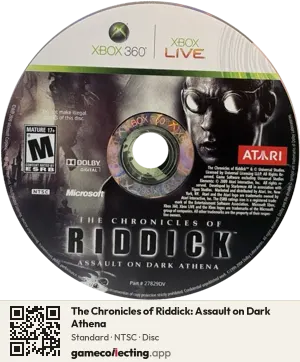 The Chronicles of Riddick: Assault on Dark Athena Xbox 360, NTSC disc