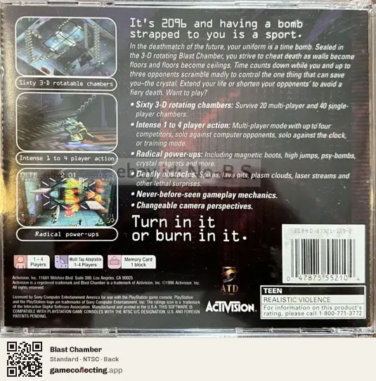 Blast Chamber PlayStation, NTSC box back