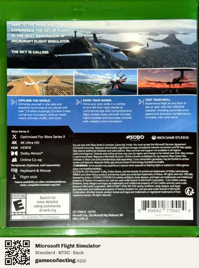 Microsoft Flight Simulator Xbox Series X, NTSC box back