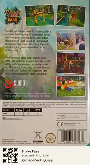 Snake Pass Nintendo Switch, PAL box back