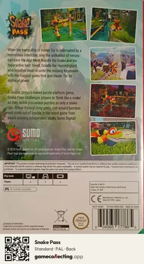 Snake Pass Nintendo Switch, PAL box back