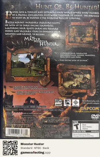 Monster Hunter PlayStation 2, NTSC box back