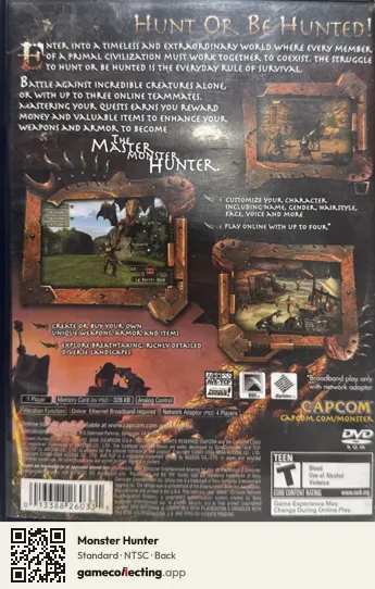 Monster Hunter PlayStation 2, NTSC box back