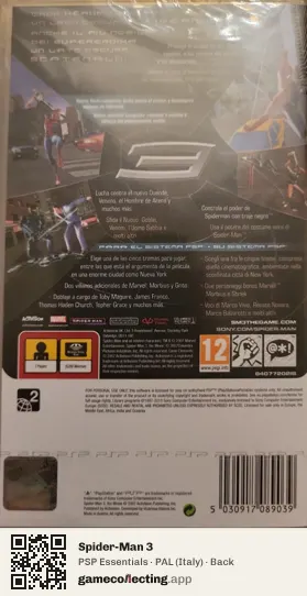 Spider-Man 3 PlayStation Portable, Italy box back