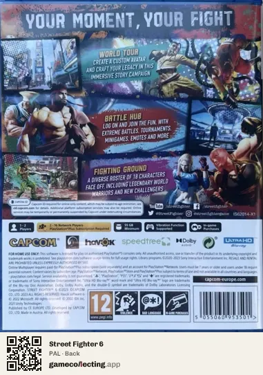 Street Fighter 6 PlayStation 5, PAL box back