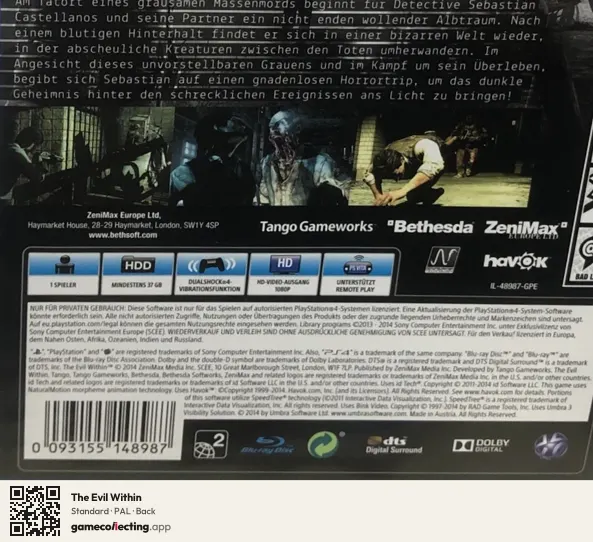 The Evil Within PlayStation 4, PAL box back