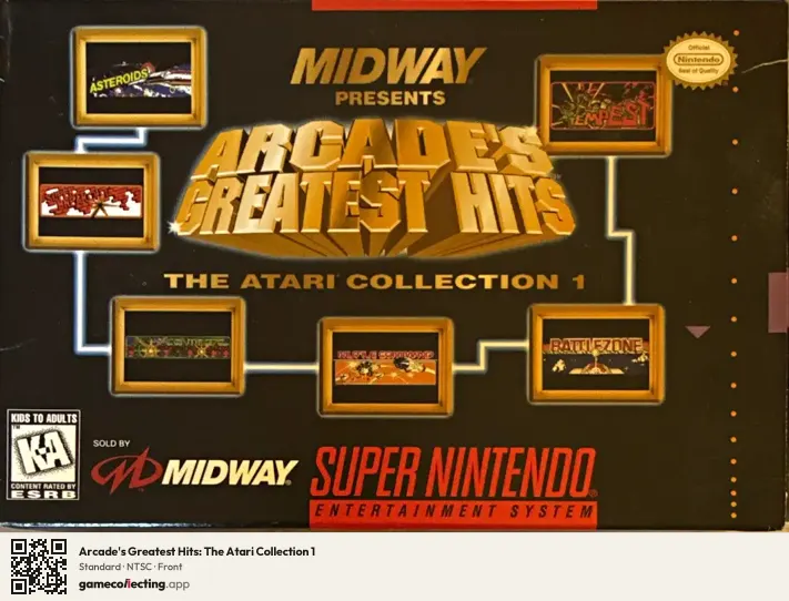 Arcade's Greatest Hits: The Atari Collection 1 Super Nintendo Entertainment System, NTSC box front