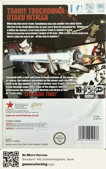 No More Heroes Nintendo Wii, United Kingdom box back