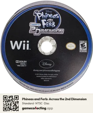 Phineas and Ferb: Across the 2nd Dimension Nintendo Wii, NTSC disc