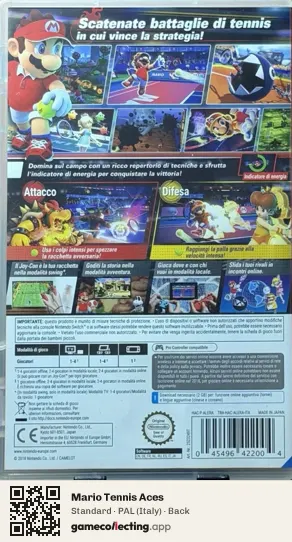 Mario Tennis Aces Nintendo Switch, Italy box back