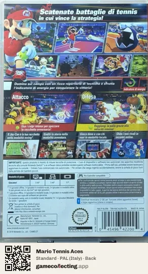 Mario Tennis Aces Nintendo Switch, Italy box back