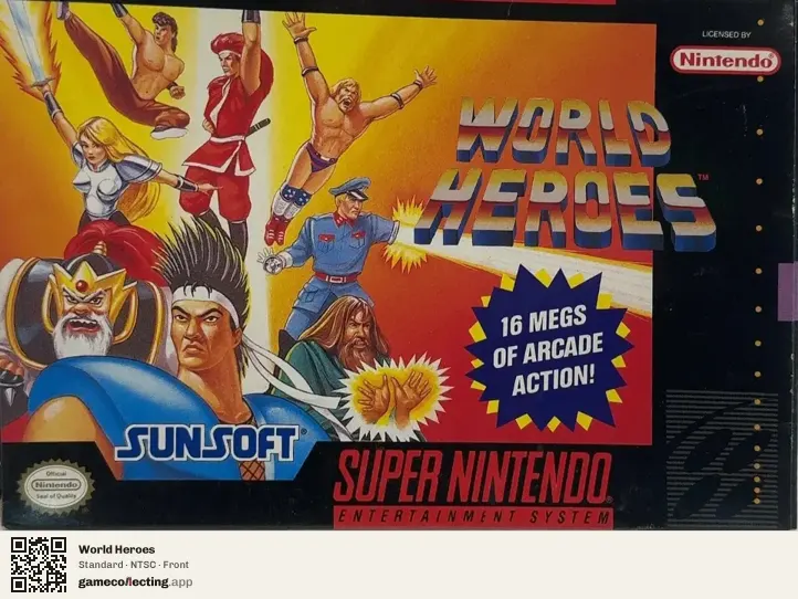 World Heroes Super Nintendo Entertainment System, NTSC box front