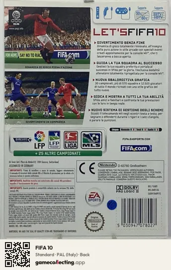 FIFA 10 Nintendo Wii, Italy box back