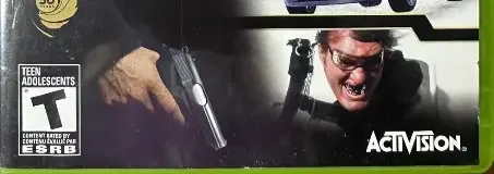 007 Legends, the ESRB box on its front