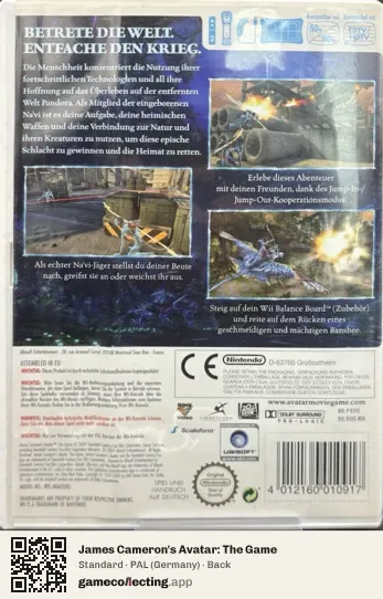 James Cameron's Avatar: The Game Nintendo Wii, Germany box back