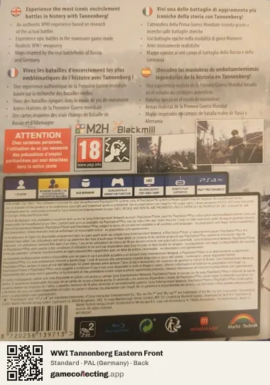 WWI Tannenberg Eastern Front PlayStation 4, Germany box back