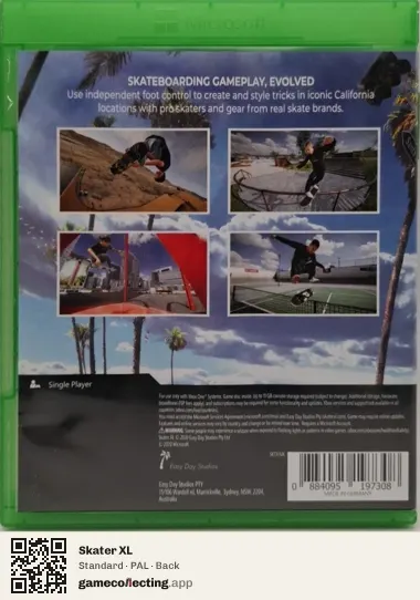 Skater XL Xbox One, PAL box back