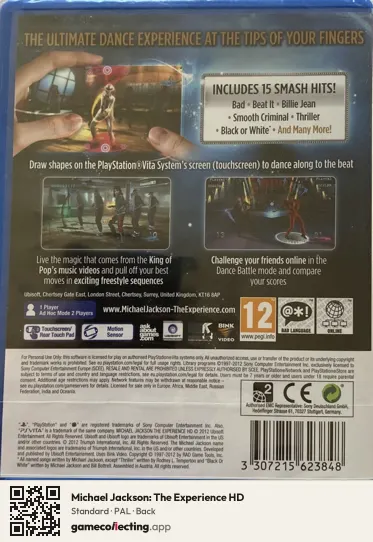 Michael Jackson: The Experience HD PlayStation Vita, PAL box back
