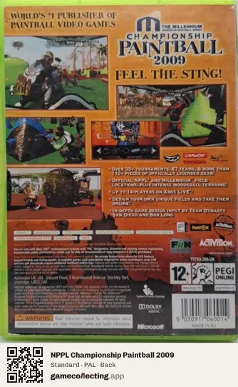 NPPL Championship Paintball 2009 Xbox 360, PAL box back