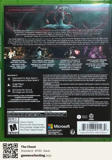 The Chant Xbox Series X, NTSC box back