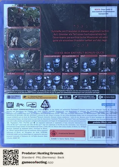 Predator: Hunting Grounds PlayStation 5, Germany box back