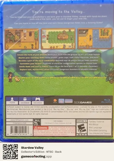 Stardew Valley PlayStation 4, NTSC box back