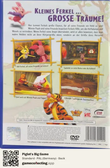 Piglet's Big Game PlayStation 2, Germany box back