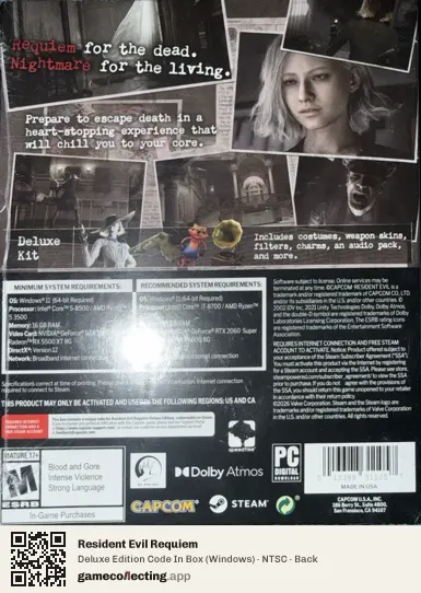Resident Evil Requiem Computer, NTSC box back