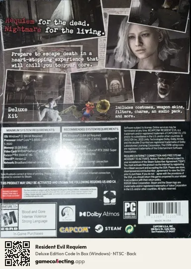 Resident Evil Requiem Computer, NTSC box back