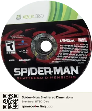 Spider-Man: Shattered Dimensions Xbox 360, NTSC disc