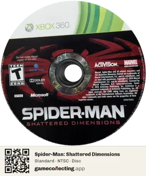 Spider-Man: Shattered Dimensions Xbox 360, NTSC disc