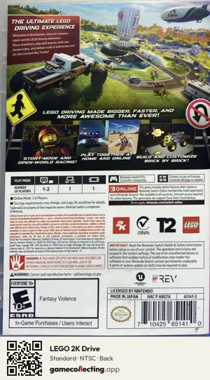 LEGO 2K Drive Nintendo Switch, NTSC box back