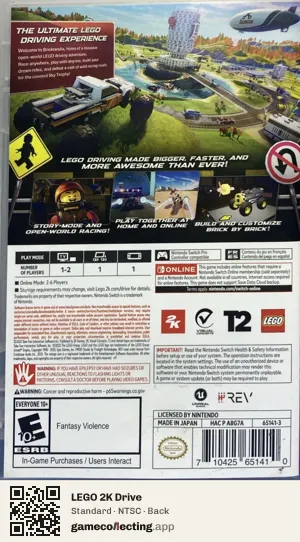 LEGO 2K Drive Nintendo Switch, NTSC box back