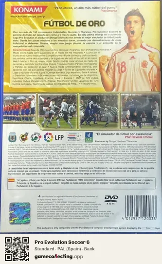 Pro Evolution Soccer 6 PlayStation 2, Spain box back