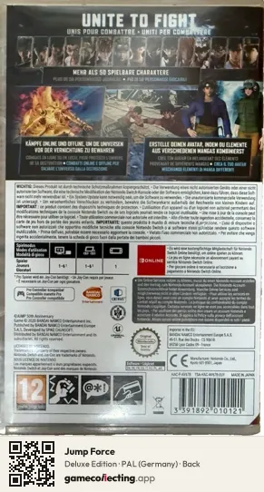 Jump Force Nintendo Switch, Germany box back