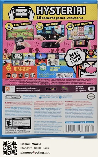 Game & Wario Nintendo Wii U, NTSC box back