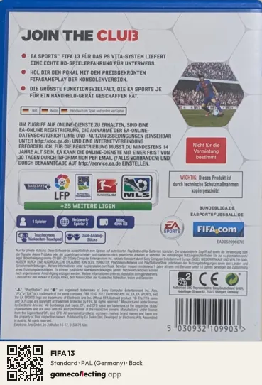 FIFA 13 PlayStation Vita, Germany box back