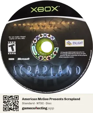 American McGee Presents Scrapland Xbox, NTSC disc