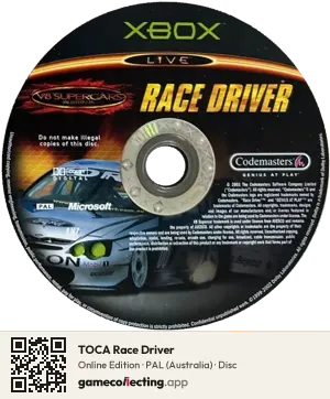 TOCA Race Driver Xbox, PAL disc