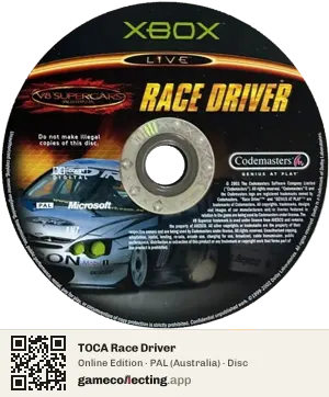 TOCA Race Driver Xbox, PAL disc