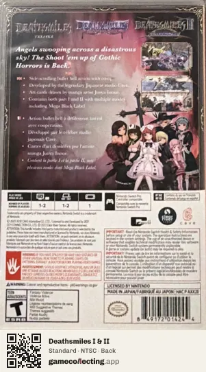 Deathsmiles I & II Nintendo Switch, NTSC box back
